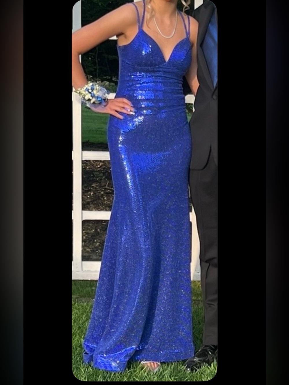 Sequin Prom Dress in Royal Blue - Picture 2 of 5
